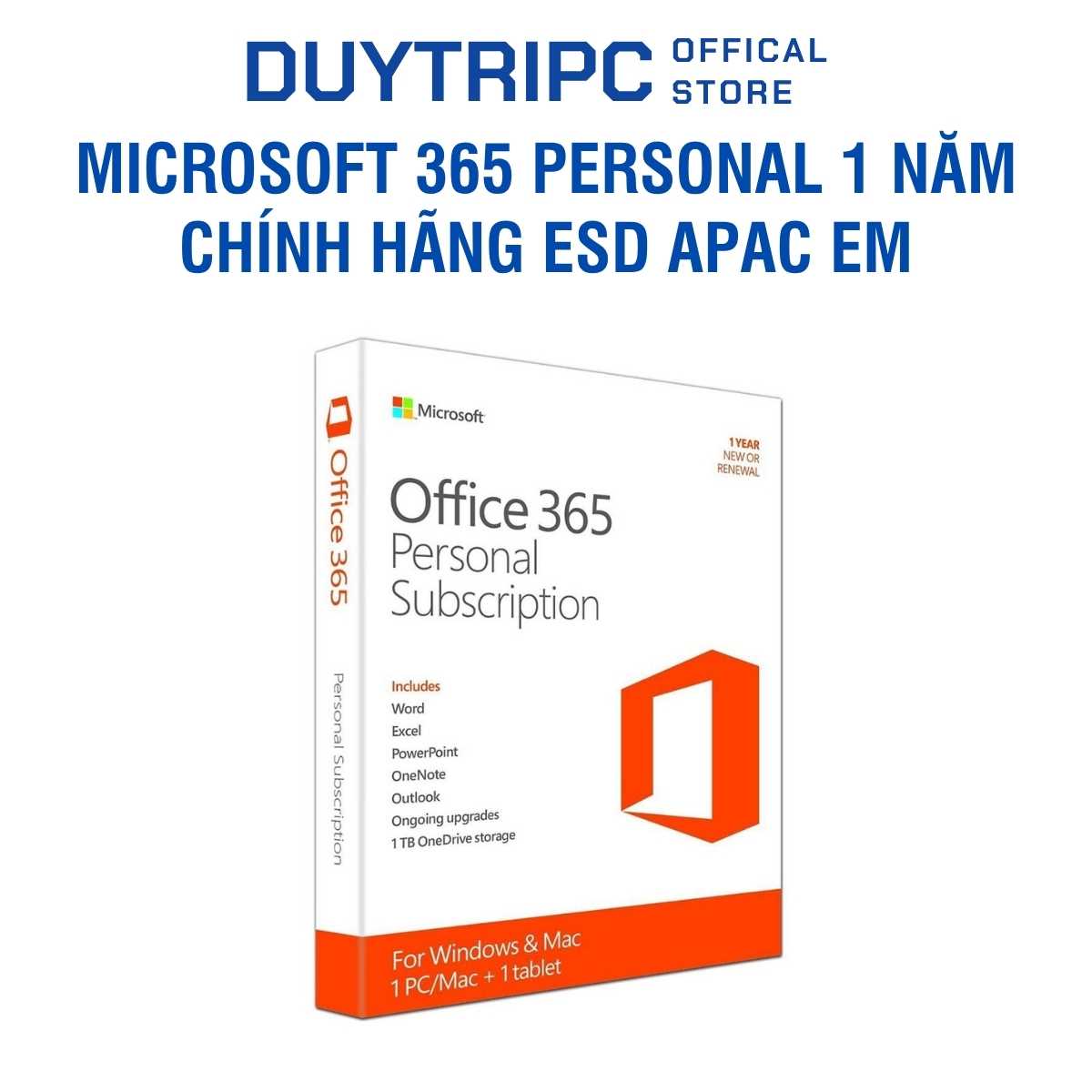 Microsoft 365 Personal 1 Năm Chính Hãng ESD APAC EM | Bản Quyền Online Full Apps Word Excel PowerPoint Outlook OneDrive
